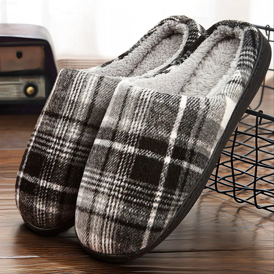 Plaid Men's Memory Foam Slippers