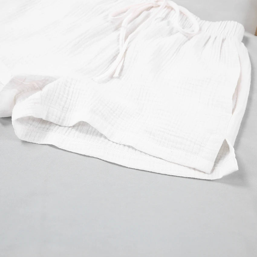 Women's Cotton Laced Pyjama Short Set