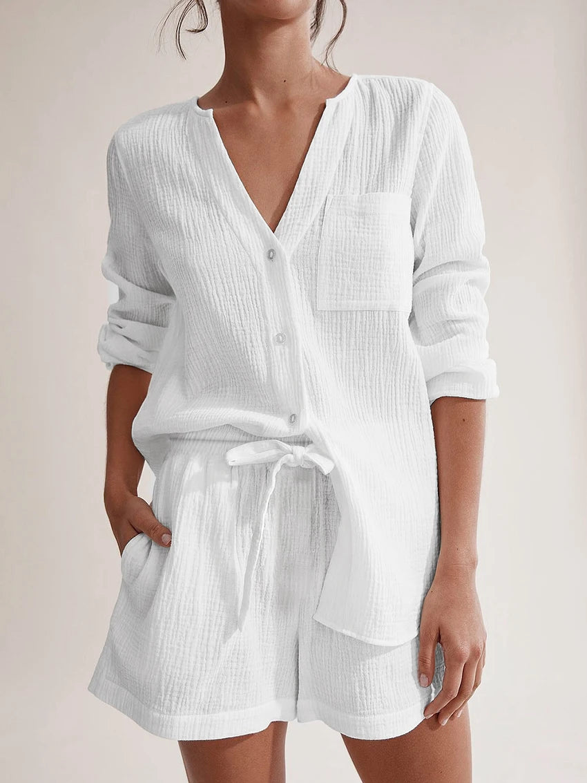 Women's Cotton Laced Pyjama Short Set