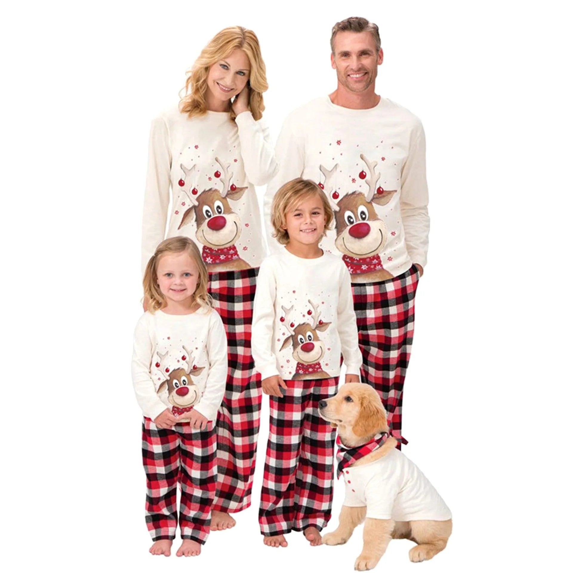 Family Cotton Plaid Reindeer Pyjama Set
