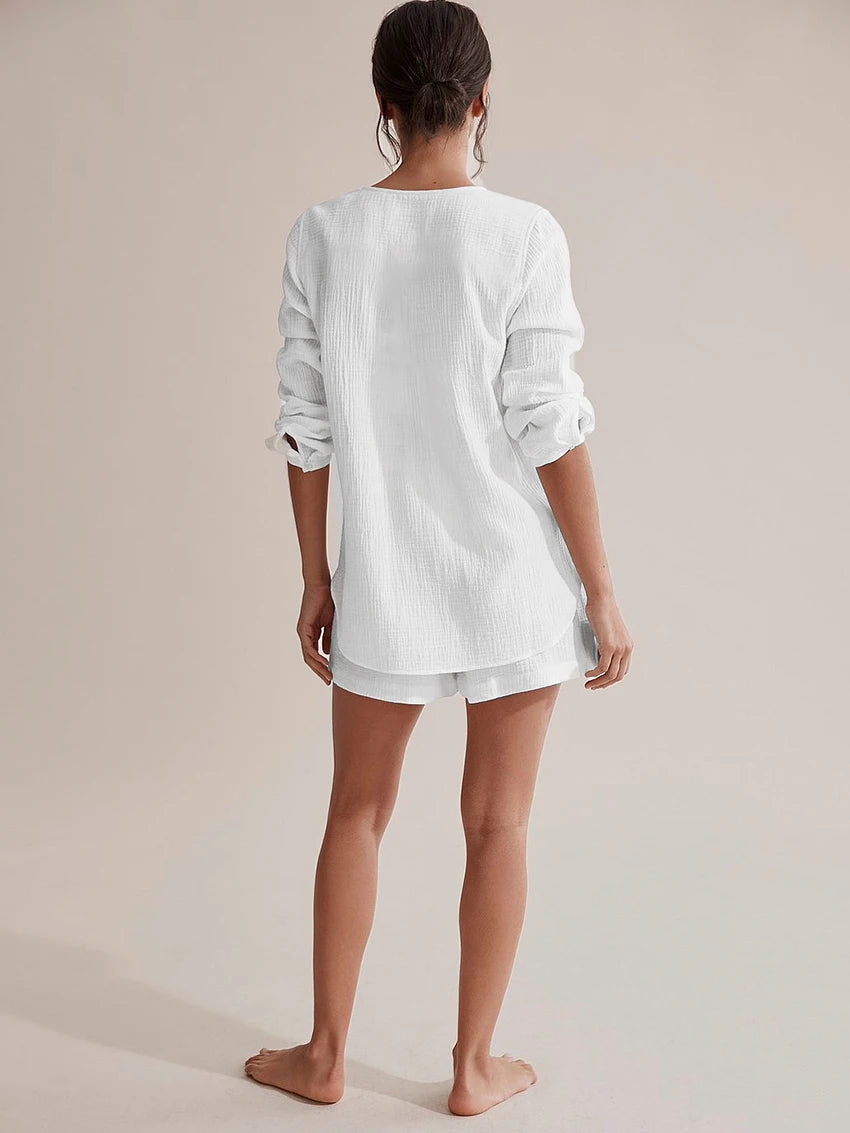 Women's Cotton Laced Pyjama Short Set