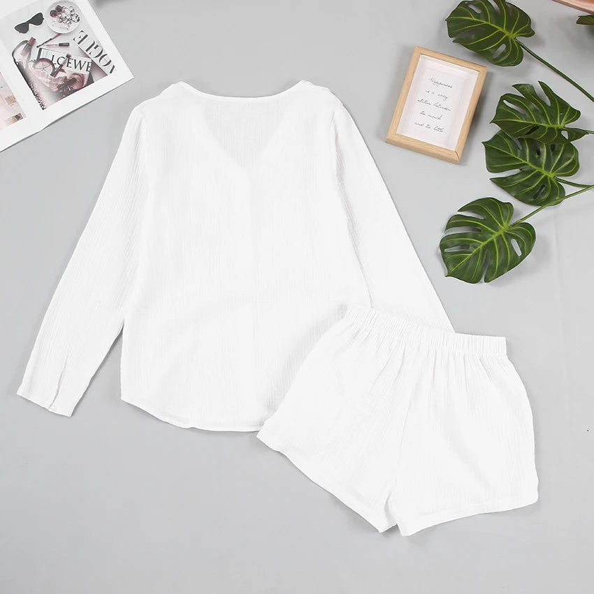 Women's Cotton Laced Pyjama Short Set