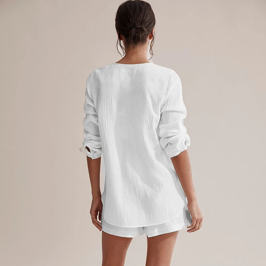 Women's Cotton Laced Pyjama Short Set