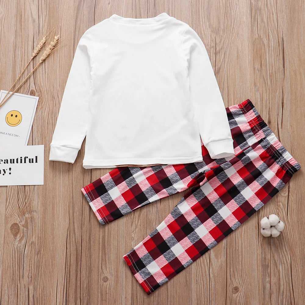 Family Cotton Plaid Reindeer Pyjama Set