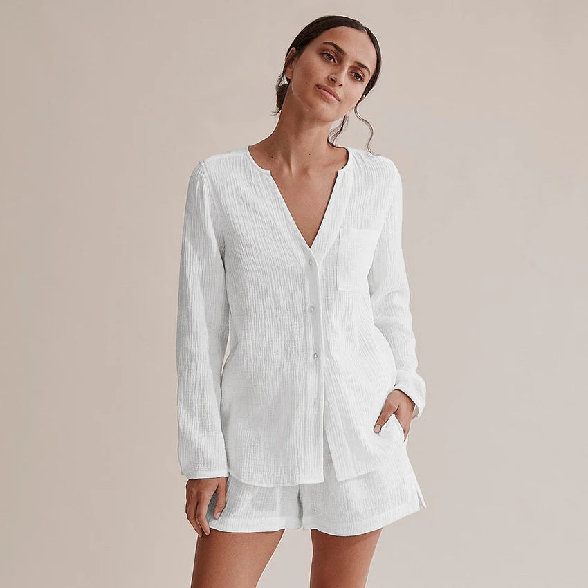 Women's Cotton Laced Pyjama Short Set