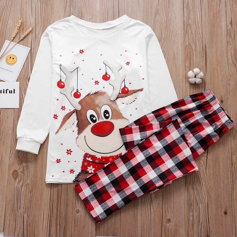 Family Cotton Plaid Reindeer Pyjama Set