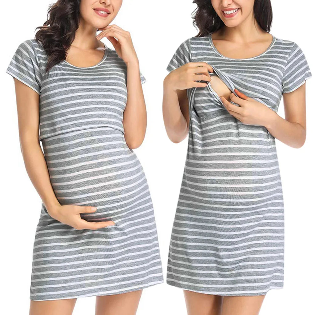 Striped Maternity Nightdress