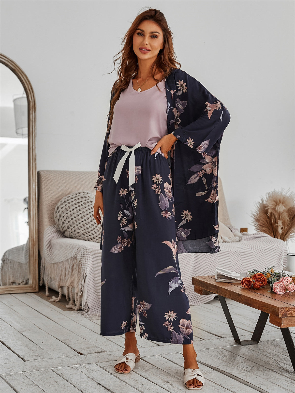 Women's Loose Floral Printed Pyjama Set