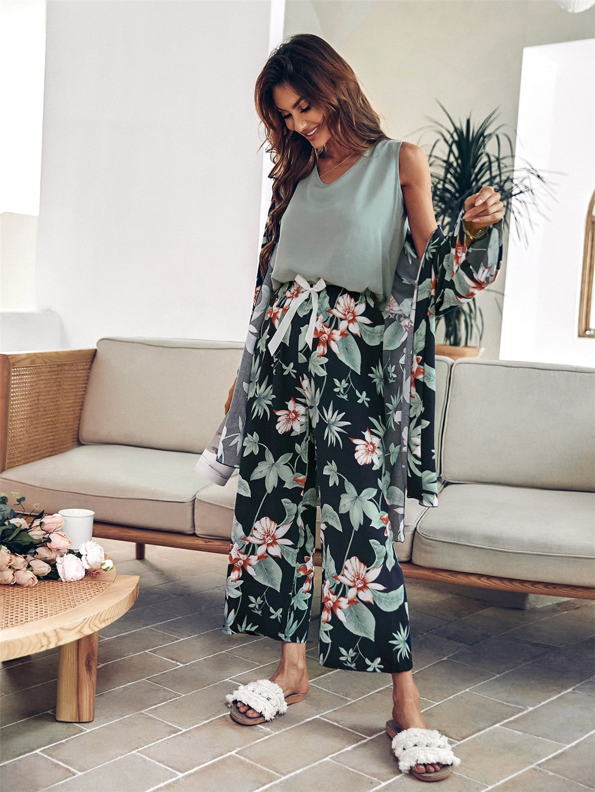Women's Loose Floral Printed Pyjama Set