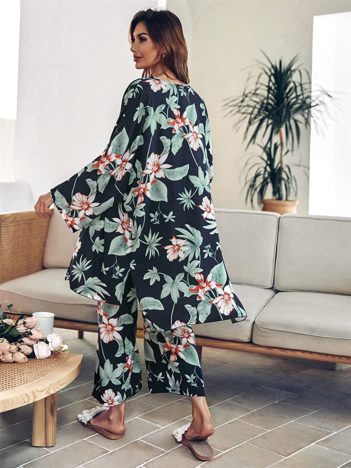 Women's Loose Floral Printed Pyjama Set