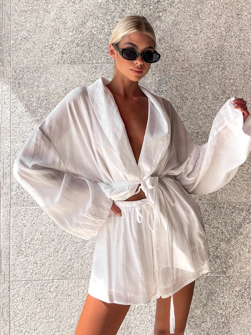 White Women Pyjama Short Set