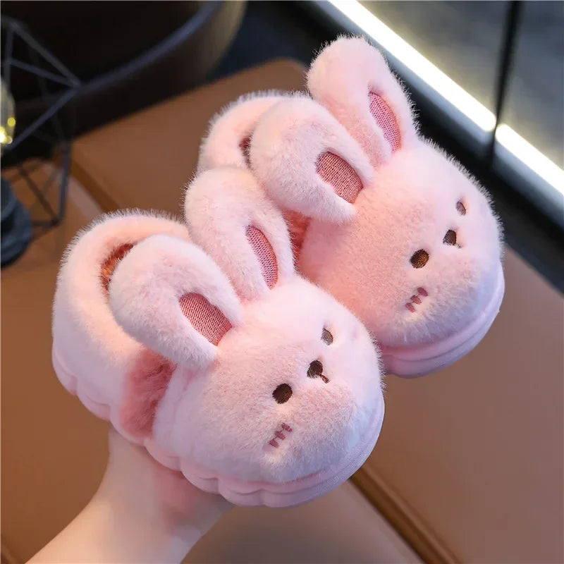 Kids Cotton Pink Bunny Slippers