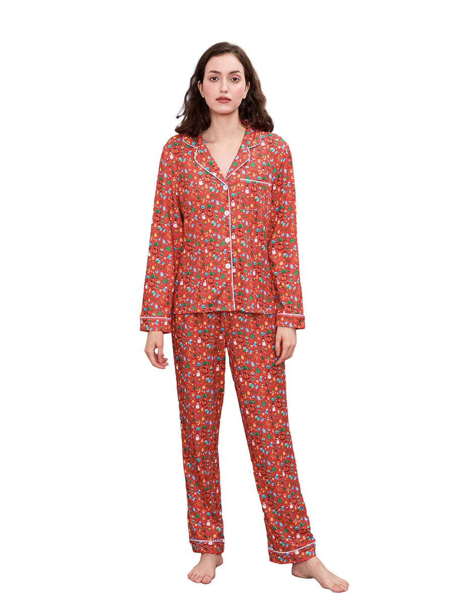 Women's Christmas Button Up Pj Set