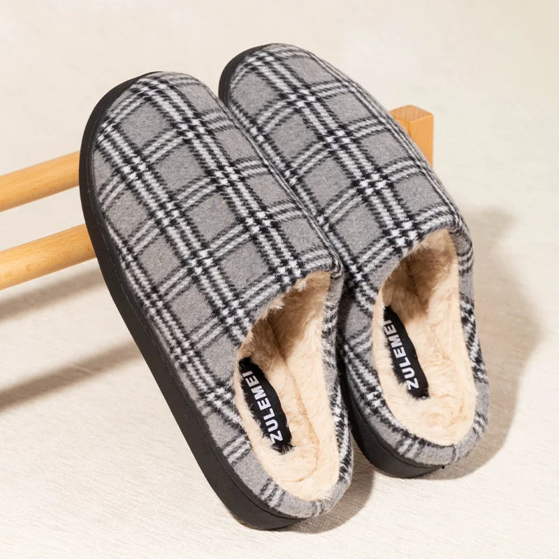 Men's Striped Fleece Slippers