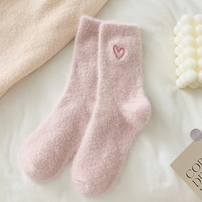 Women’s Fluffy Pink Heart Socks