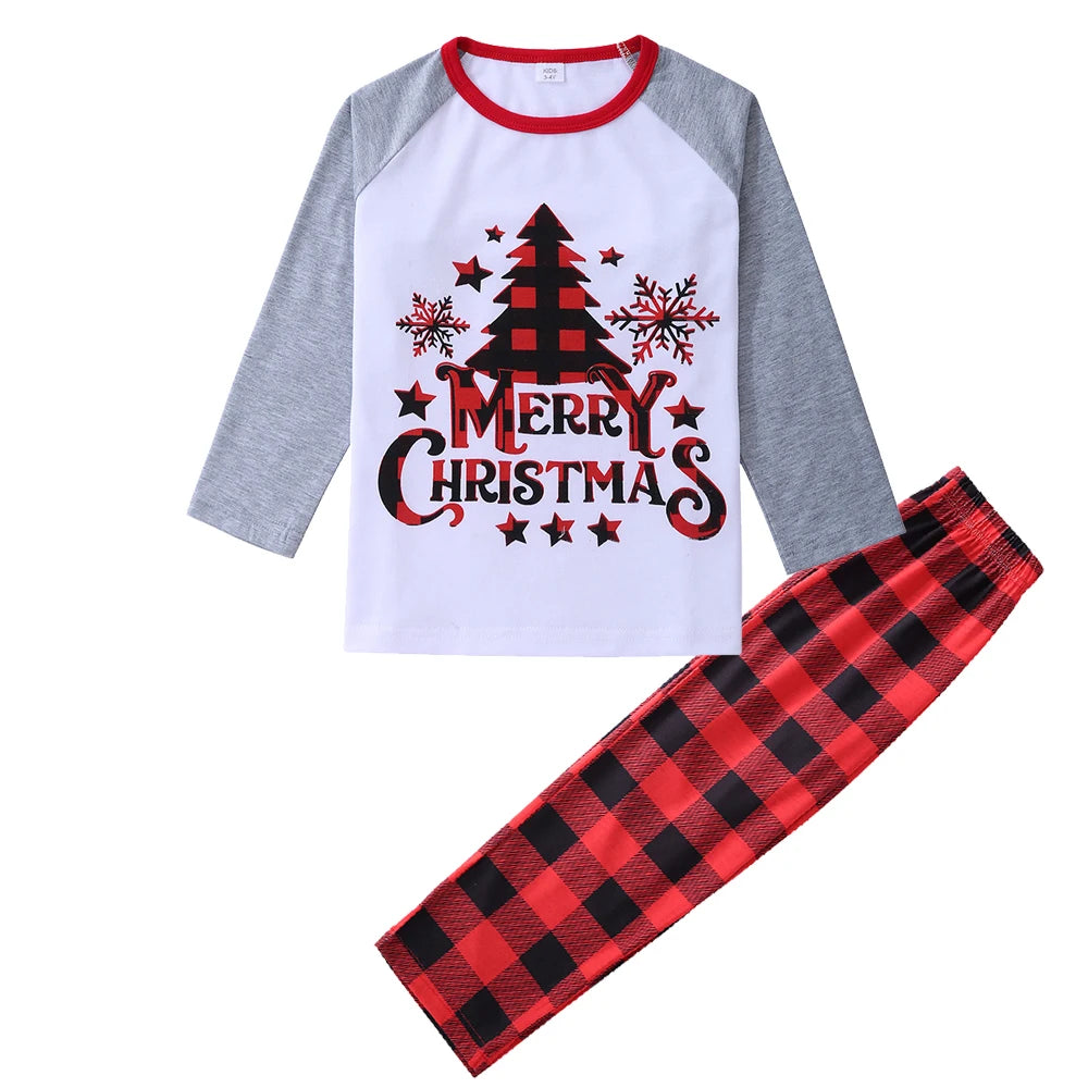 Red Tree Print Christmas Family Pyjama Set