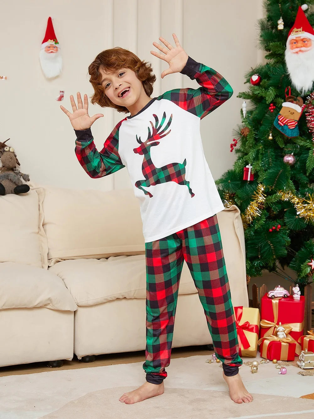 Red & Green Plaid Christmas Family Pyjama Set