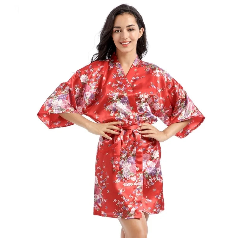 Women's Satin Floral Short Robe
