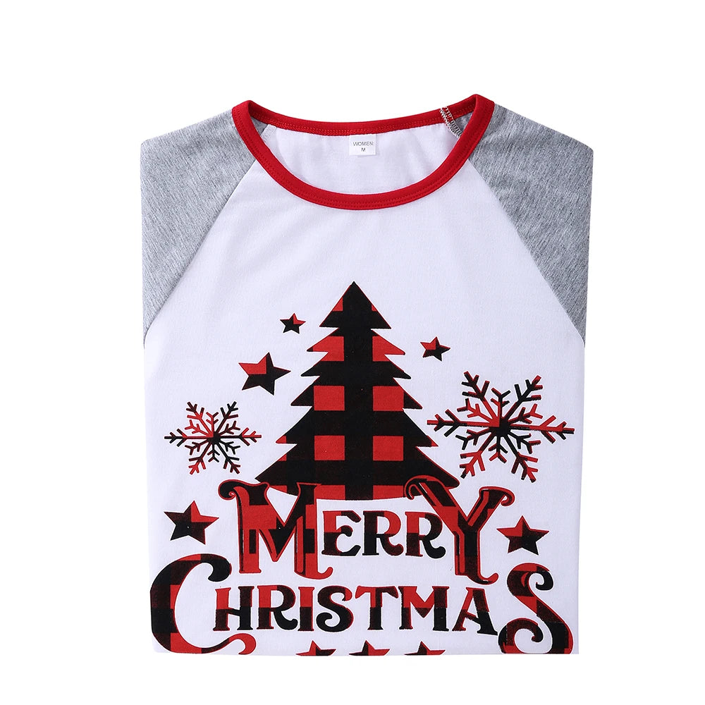 Red Tree Print Christmas Family Pyjama Set