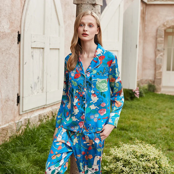 Women's Azure Floral Elegance Sleepwear