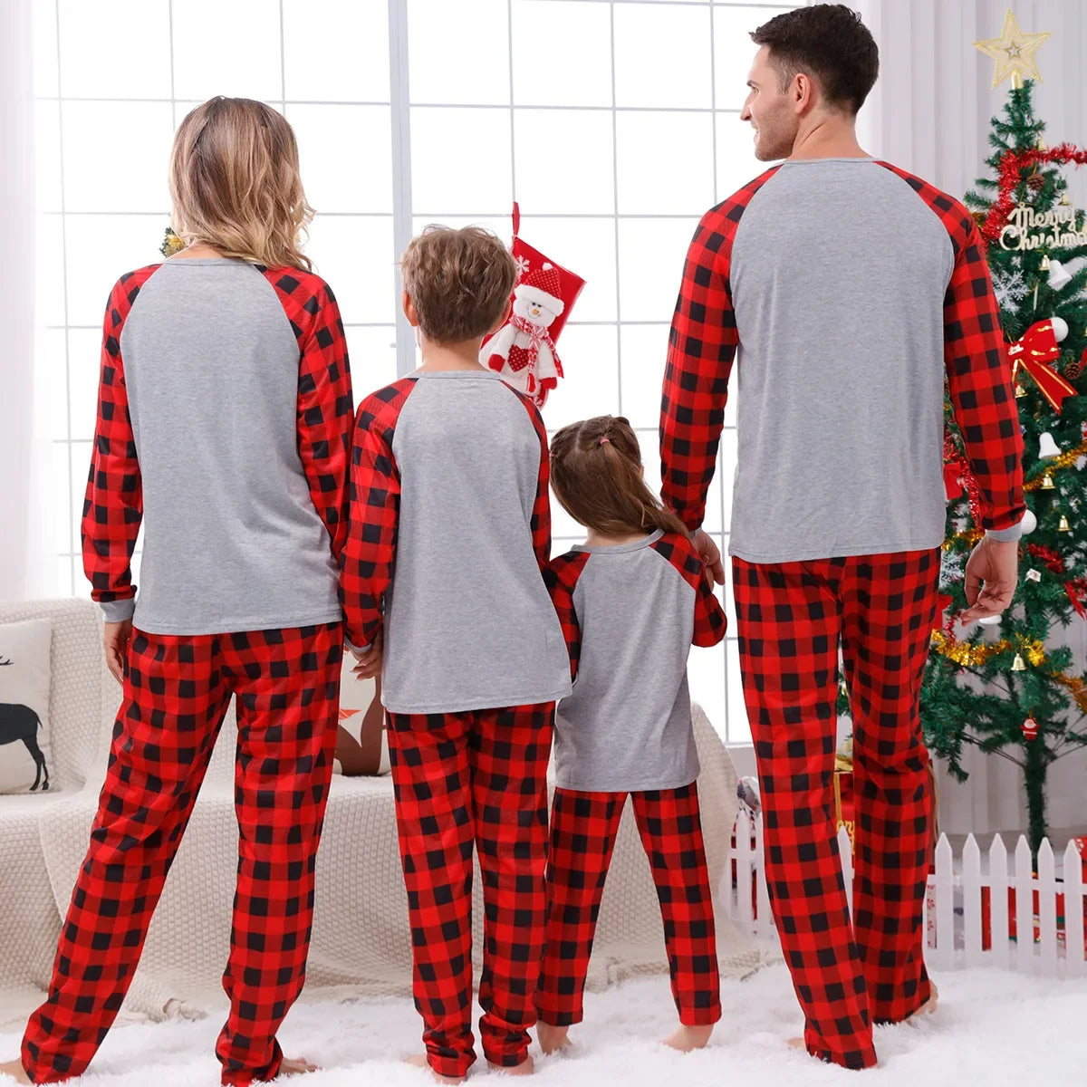 Matching Family Xmas Tree Print Pyjama Set