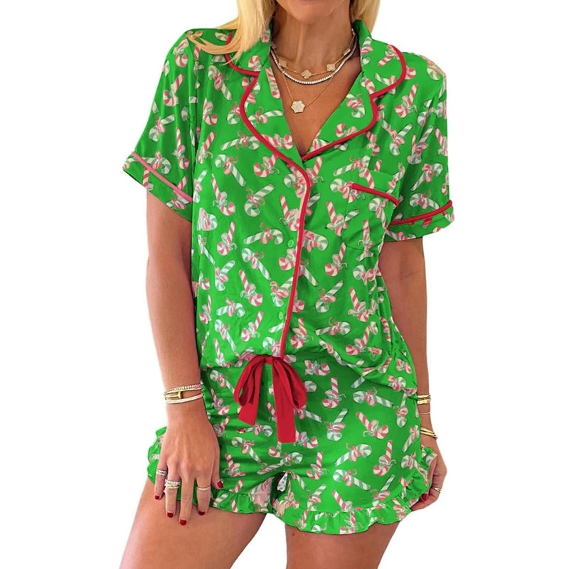 Women's Christmas Pyjama Candy Cane Set