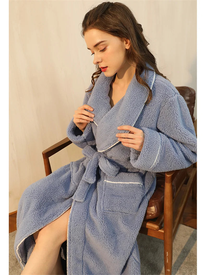 Women's Cyan Fluffy Dressing Gown
