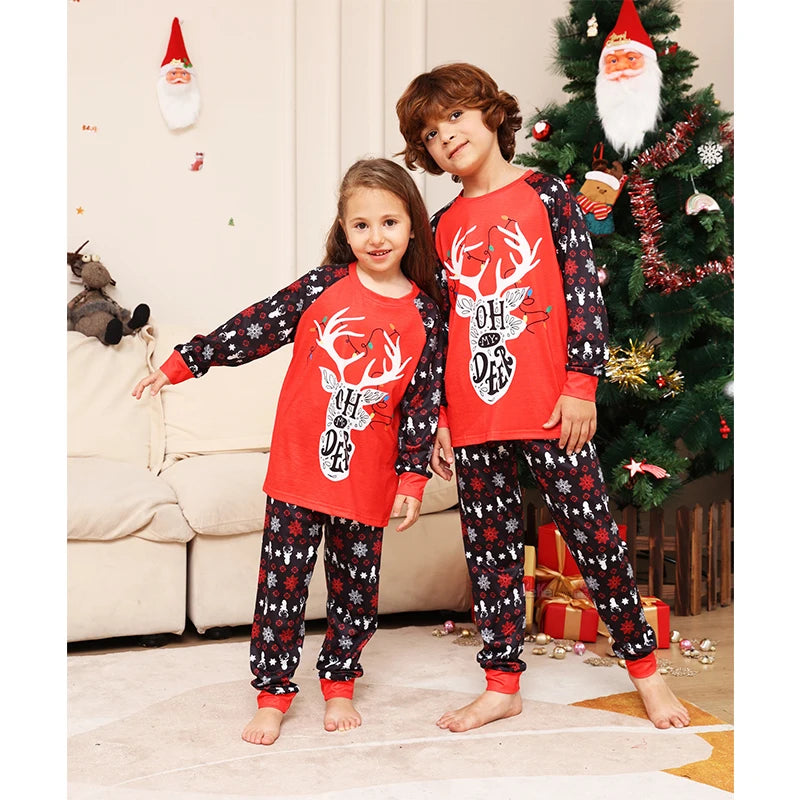 Family Red Antlers Matching Pyjamas Set