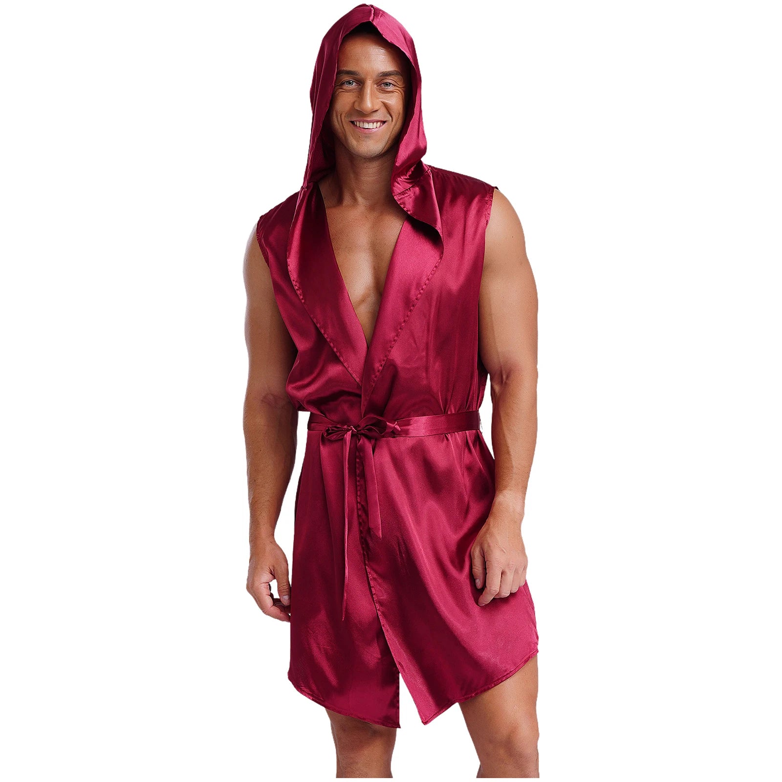 Mens Satin Robe Silky Bathrobe