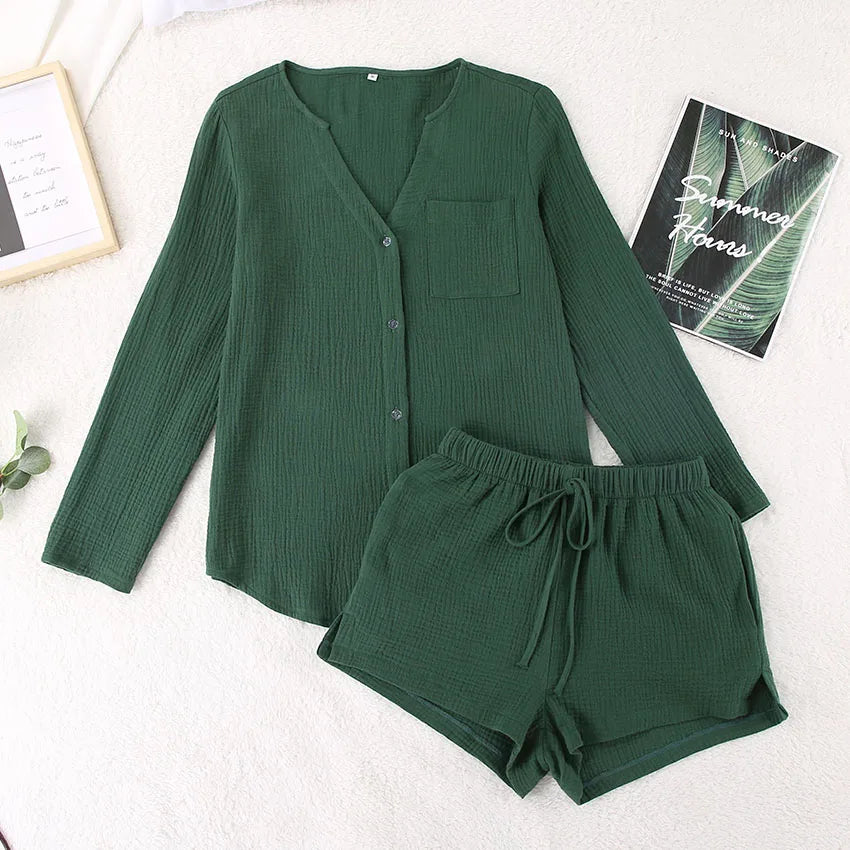 Women's Cotton Laced Pyjama Short Set