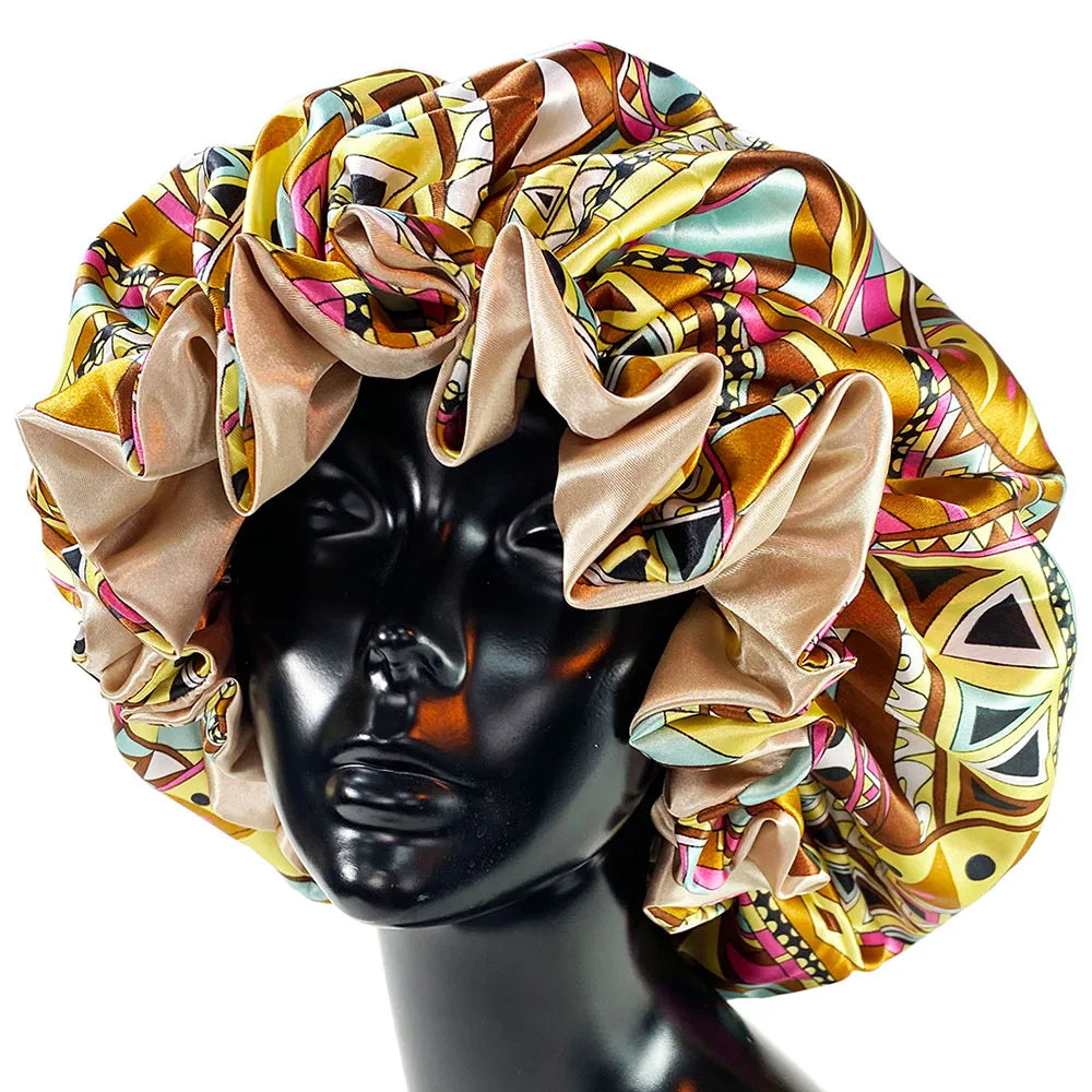 Double Layer Satin Bonnet Cap