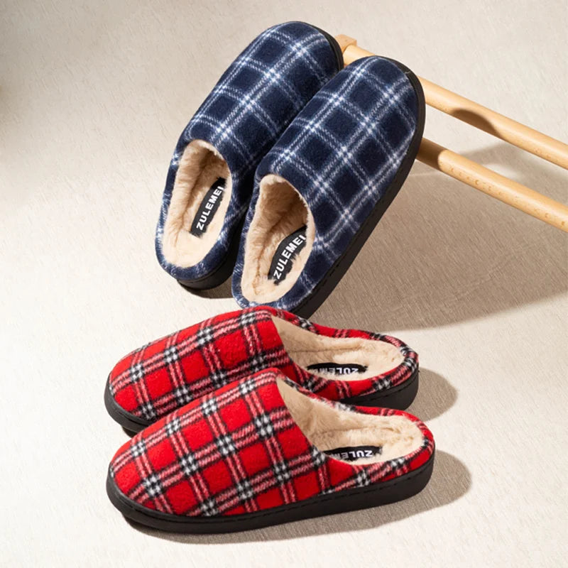 Men's Striped Fleece Slippers