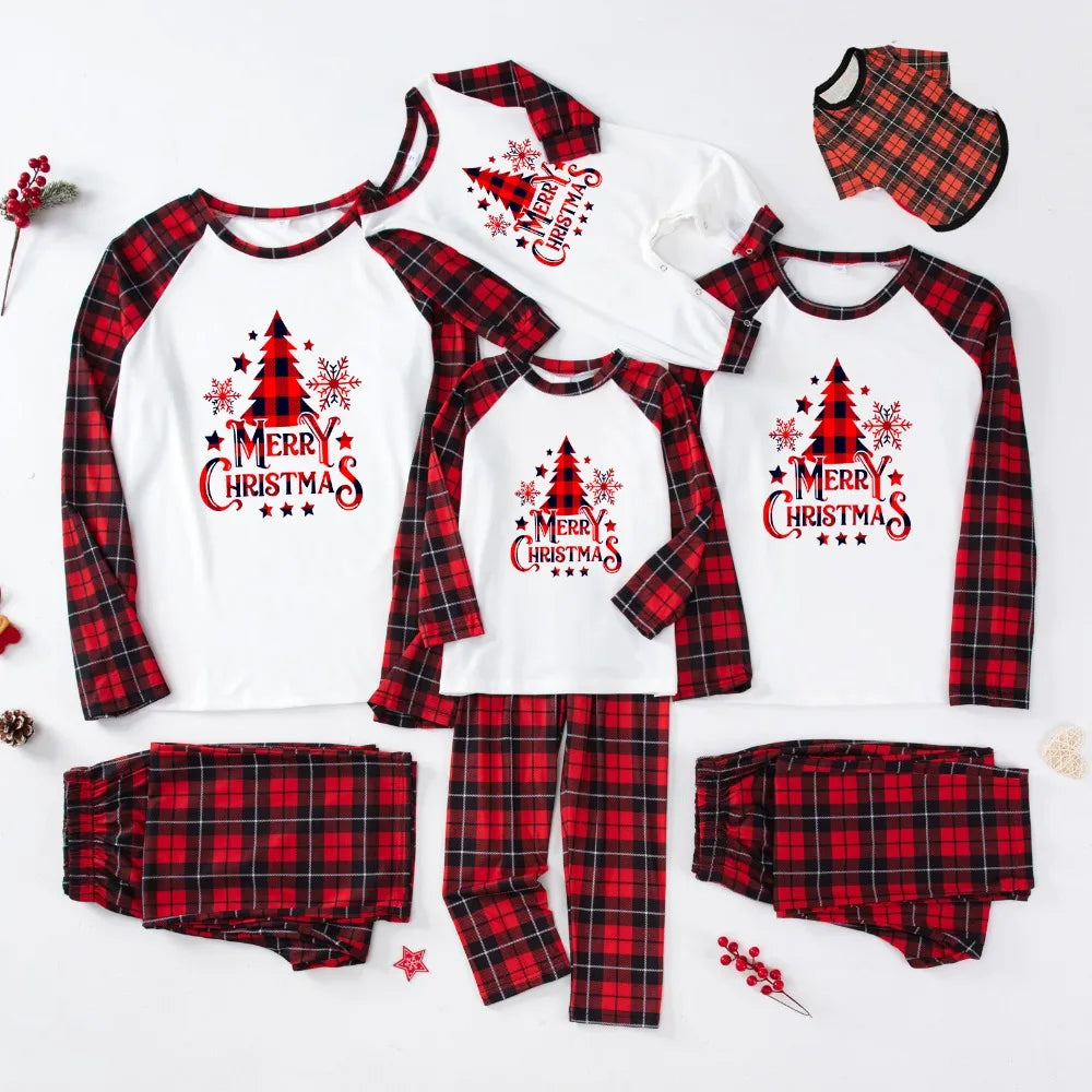 Red Plaid Christmas Tree Matching Pyjama Set