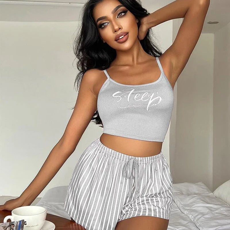 Women's Sleeveless Cotton Shortie Pyjama Set