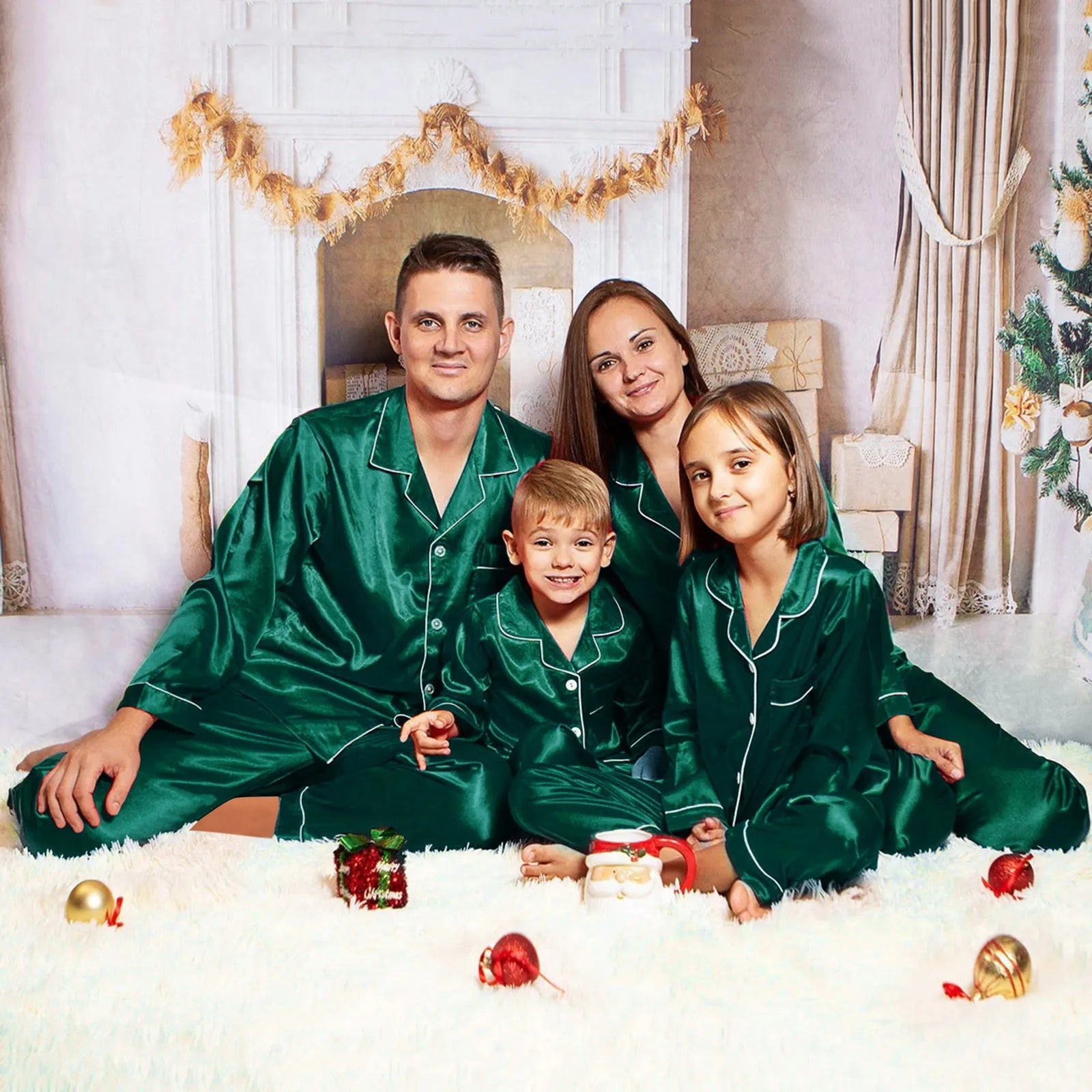 Matching Family Satin Christmas Pyjamas Set