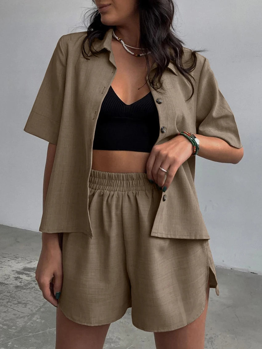 Women's High-Waist Shorts Pyjama Set