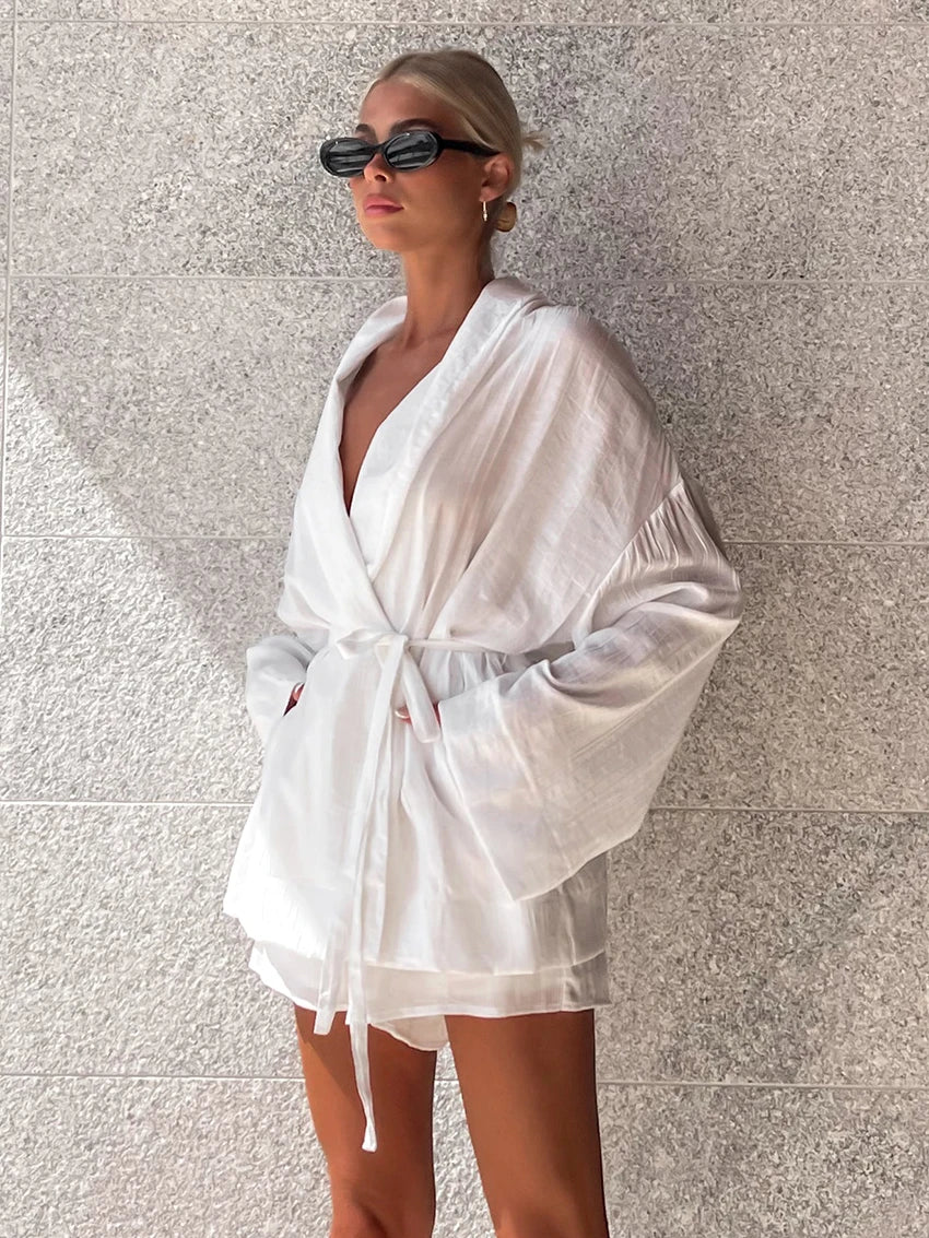 White Women Pyjama Short Set