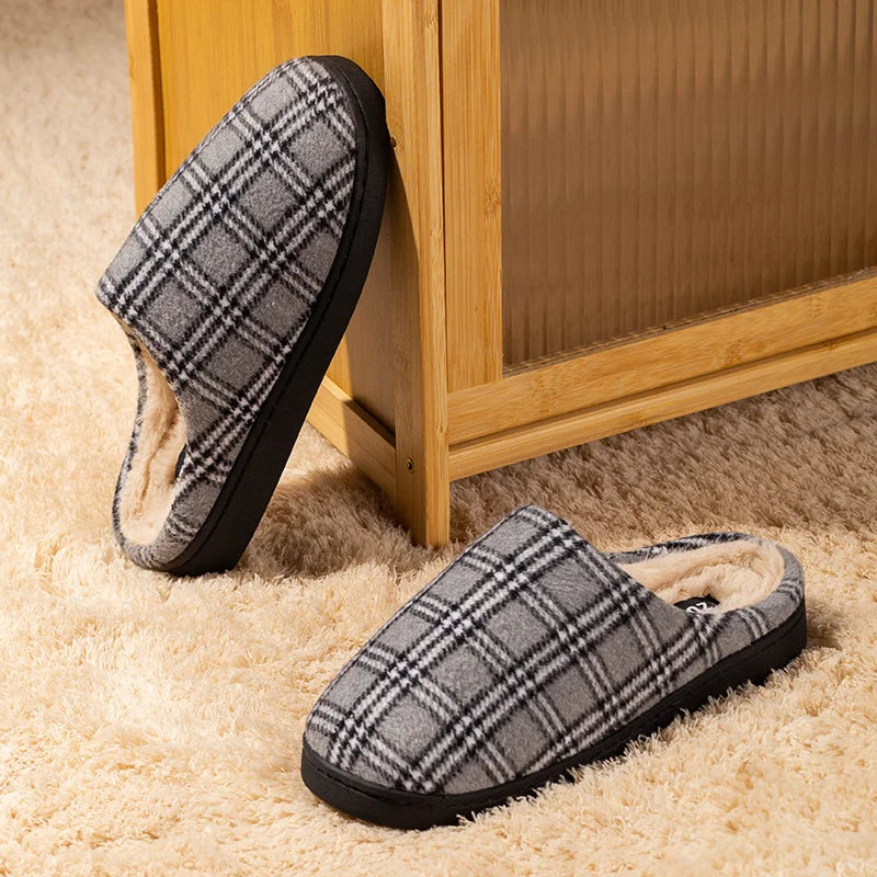 Men's Striped Fleece Slippers