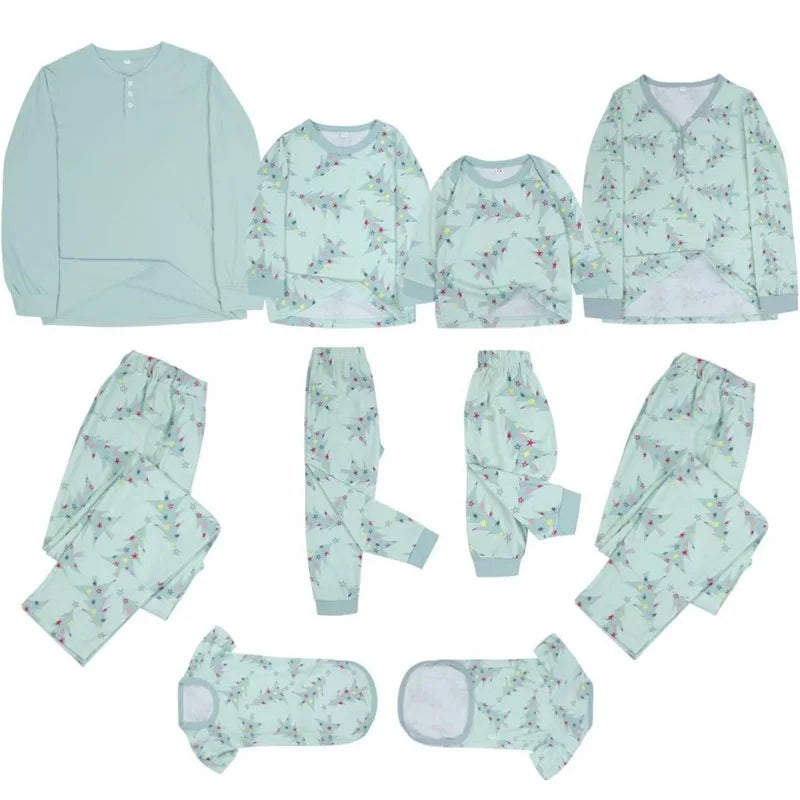 Family Xmas Tree & Stars Matching Pyjama Set