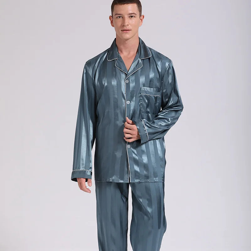 Long Sleeve Men's Silk Pyjamas