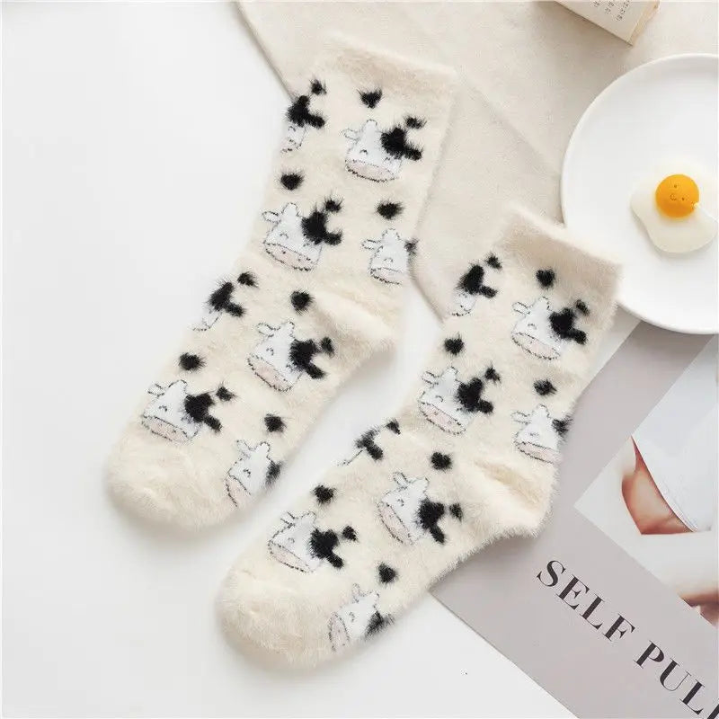 Women's Cartoon Print Fluffy Socks