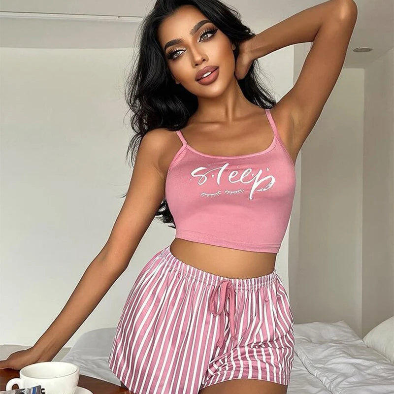 Women's Sleeveless Cotton Shortie Pyjama Set