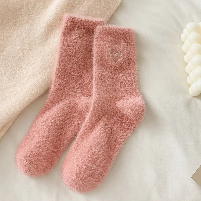 Women’s Fluffy Pink Heart Socks