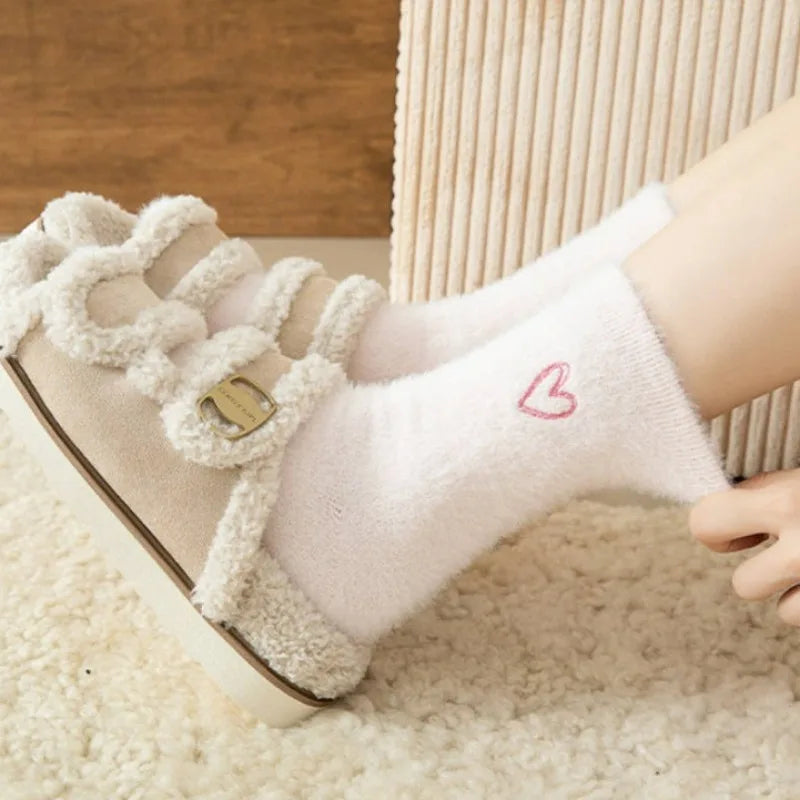 Women’s Fluffy Pink Heart Socks