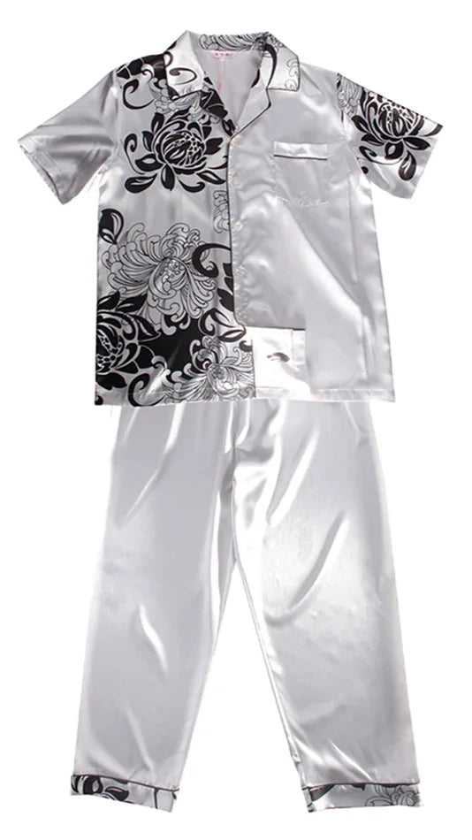 Men's Satin Like Rose Pyjama Set