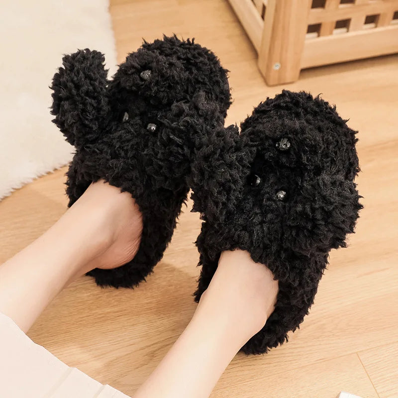 Women's Dog Plush Slippers
