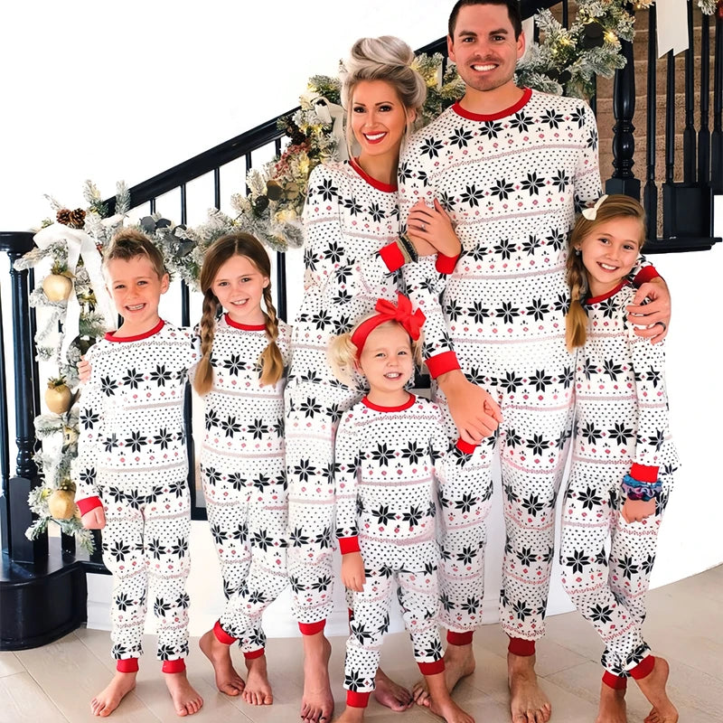 Grey Retro Print Christmas Pyjamas Set