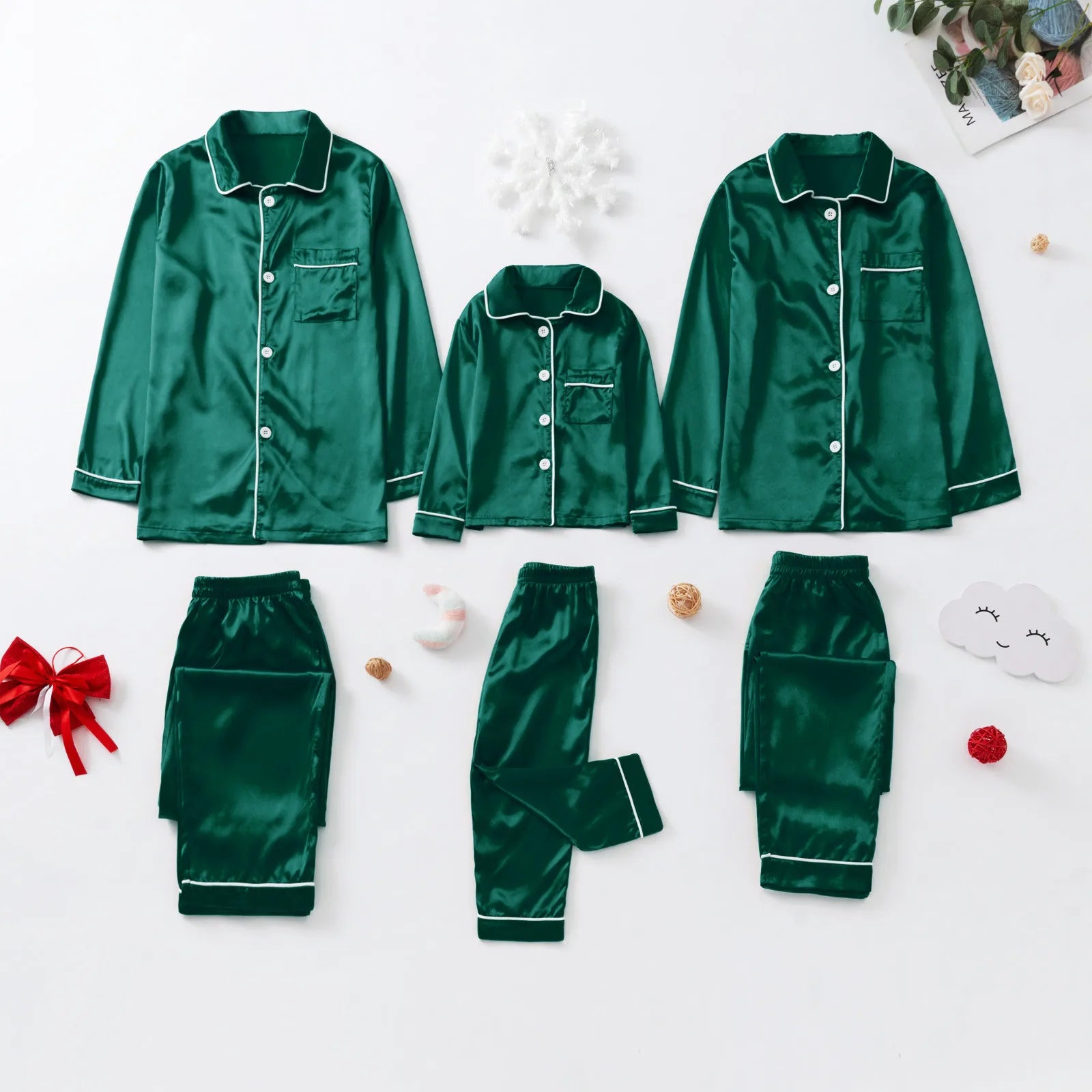 Matching Family Satin Christmas Pyjamas Set