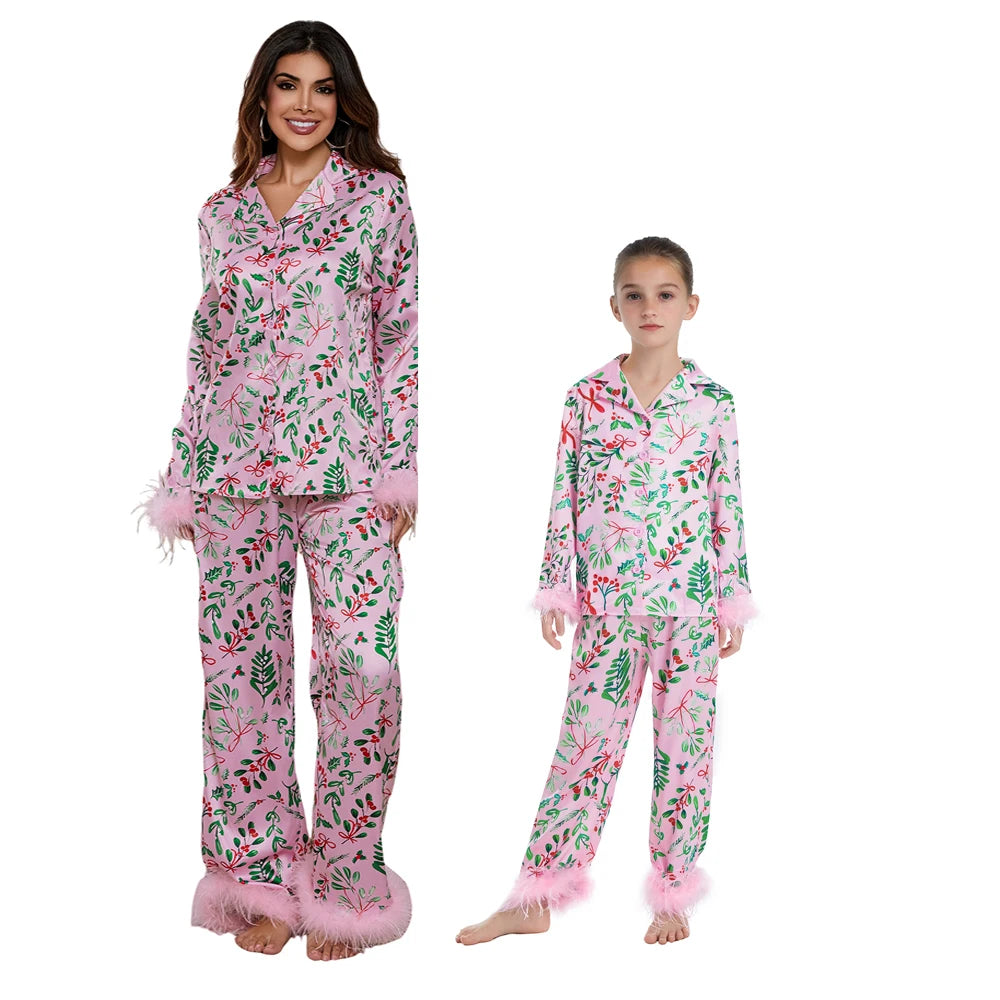 Mum & Daughter Matching Leaf Print Pyjama Set