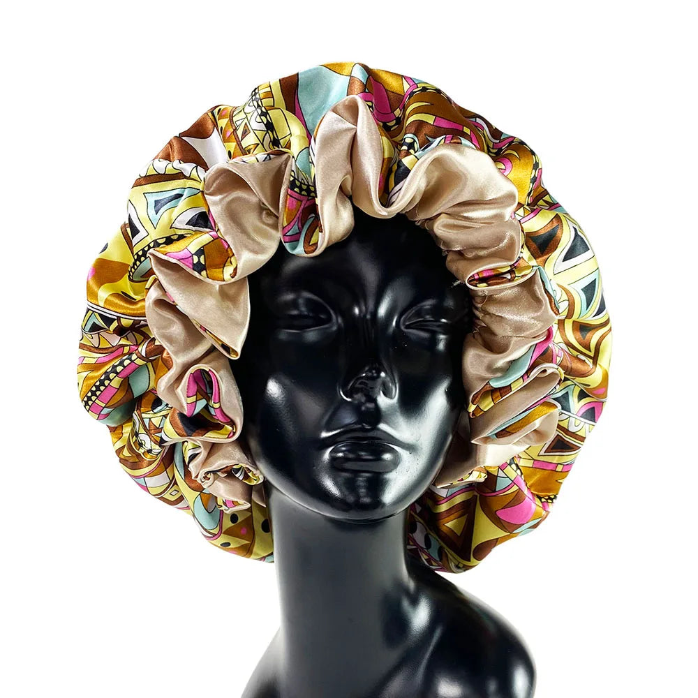 Double Layer Satin Bonnet Cap